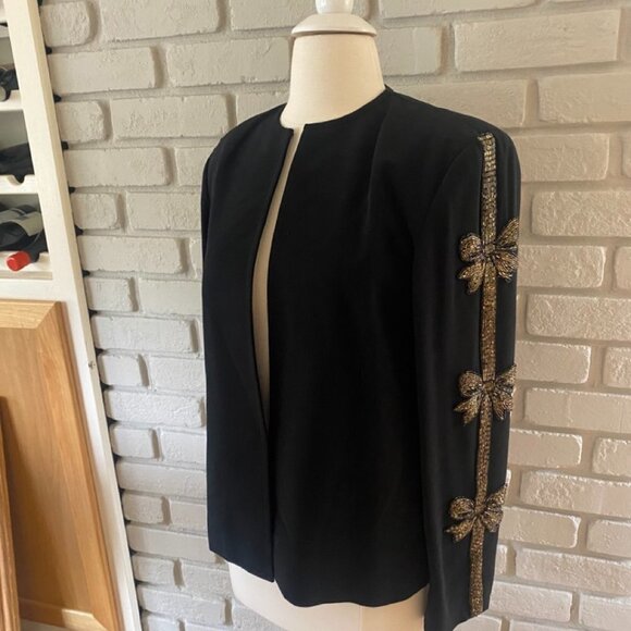 Vintage Della Roufogali  Blazer Black with Embellished Arm, Sz 6 #039 - Picture 1 of 9